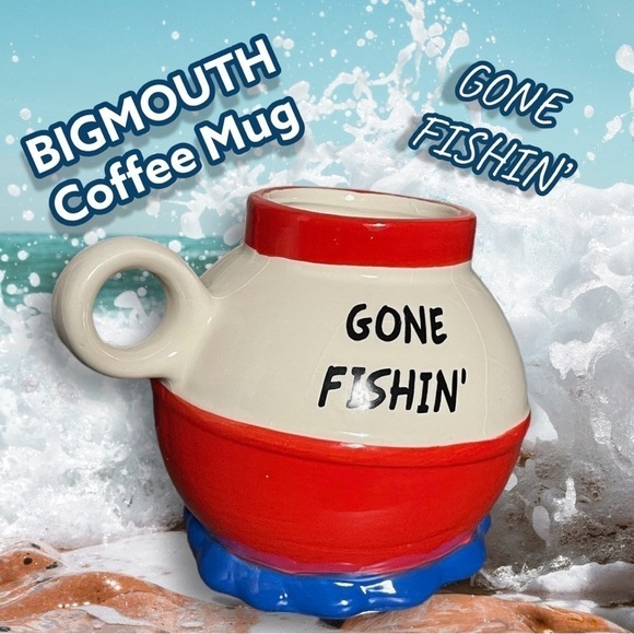 FISHING season has begun! GONE FISHIN’! BIGMOUTH Bobber Mug for Coffee Tea pens! - Picture 1 of 6